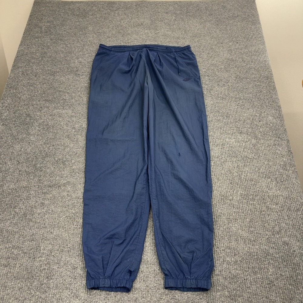 Vintage‎ Nike Track Pants Mens M Blue Nylon Windbreaker Elastic Waist Sportswear
